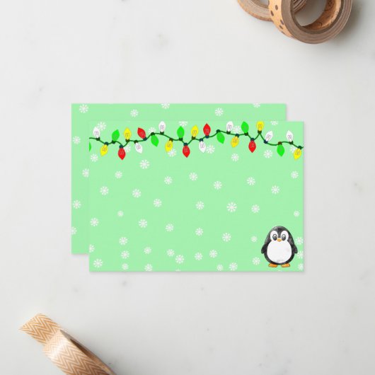 Cute Penguin Cartoon Blank Custom Christmas Winter Notitiekaartje (Voorkant / Achterkant in situ)