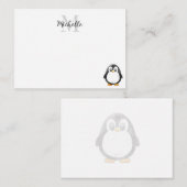 Cute Penguin Cartoon Blank Custom Monogram Notitiekaartje (Voorkant / Achterkant)