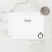 Cute Penguin Cartoon Blank Custom Monogram Notitiekaartje (Voorkant / Achterkant in situ)