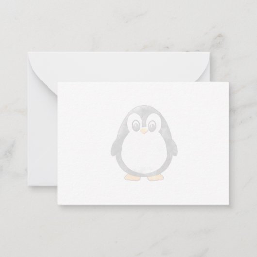 Cute Penguin Cartoon Blank Custom Monogram Notitiekaartje (Achterkant)