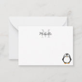 Cute Penguin Cartoon Blank Custom Monogram Notitiekaartje (Voorkant)