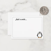 Cute Penguin Cartoon Blank Just a Note Notitiekaartje (Voorkant / Achterkant in situ)
