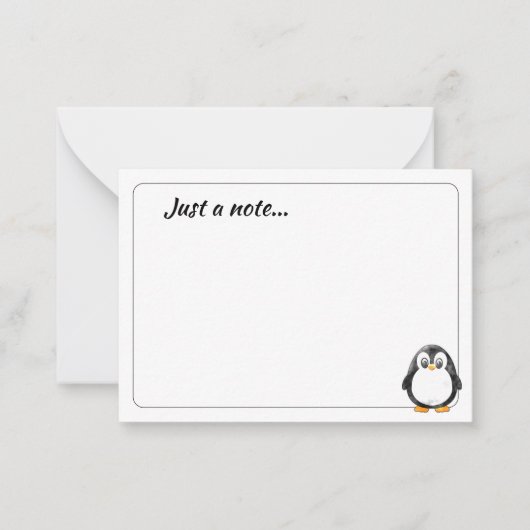 Cute Penguin Cartoon Blank Just a Note Notitiekaartje (Voorkant)