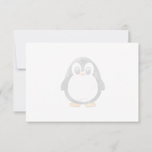 Cute Penguin Cartoon Custom Monogram Notitiekaartje (Achterkant)