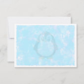 Cute Penguin Cartoon Custom Monogram Pastel Blue Notitiekaartje (Achterkant)