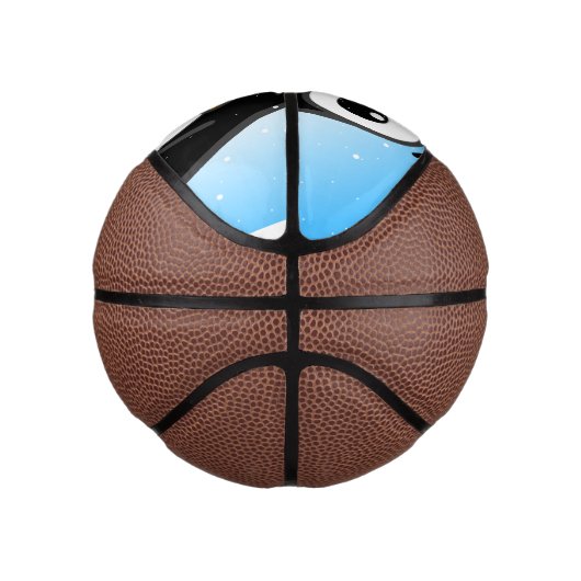 Cute Penguin Cartoon Illustrated Blue Basketbal (Rechts)