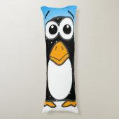 Cute Penguin Cartoon Illustrated Blue Lichaamskussen (Voorkant Verticaal)