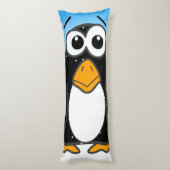 Cute Penguin Cartoon Illustrated Blue Lichaamskussen (Achterkant (Verticaal))