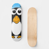 Cute Penguin Cartoon Illustrated Blue Persoonlijk Skateboard (Voorkant)