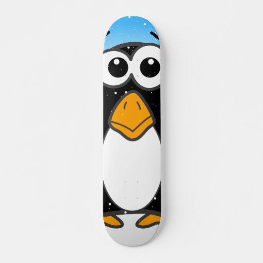 Cute Penguin Cartoon Illustrated Blue Persoonlijk Skateboard (Voorkant)