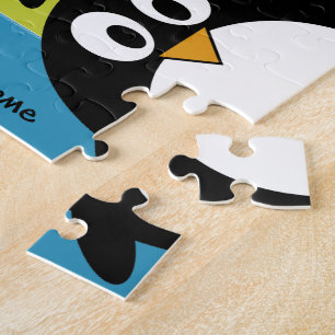 Cute Penguin Cartoon met Area for Name Legpuzzel