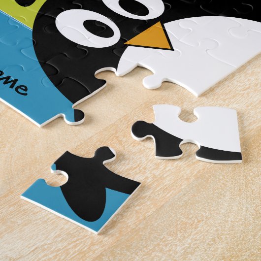 Cute Penguin Cartoon met Area for Name Legpuzzel (Zijkant)