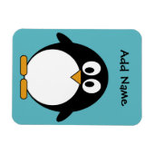 Cute Penguin Cartoon met Area for Name Magneet (Horizontaal)