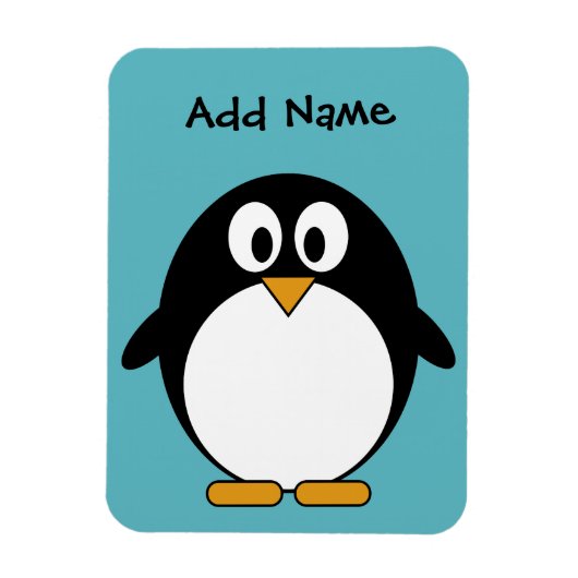 Cute Penguin Cartoon met Area for Name Magneet (Verticaal)