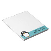 Cute Penguin Cartoon met Area for Name Notitieblok (Schuin)