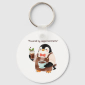 Cute penguin character serving peppermint latte sleutelhanger (Voorkant)