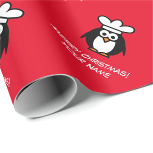 Cute penguin chef cook cartoon Custom Cadeaupapier