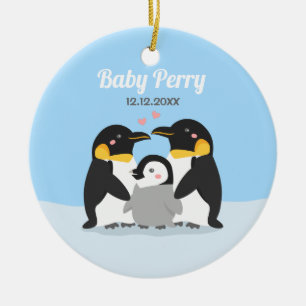 Cute Penguin Chick en Family Personalized Keramisch Ornament