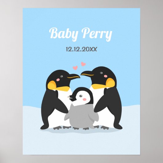 Cute Penguin Chick en Family Wall Decor Poster (Voorkant)