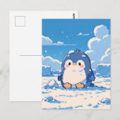 Cute Penguin Chick in Snowy Arctic Landscape Briefkaart (Voorkant / Achterkant)