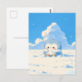 Cute Penguin Chick in Sunny Snowy Landscape Briefkaart (Voorkant / Achterkant)