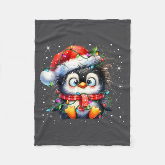 Cute Penguin Christmas Lights Penguins Lover Girls Fleece Deken (Voorkant)