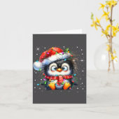 Cute Penguin Christmas Lights Penguins Lover Girls Kaart (Gele Bloem)