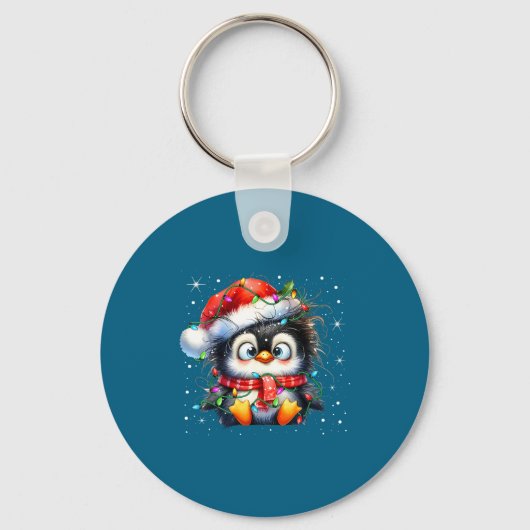 Cute Penguin Christmas Lights Penguins Lover Girls Sleutelhanger (Voorkant)