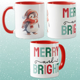 Cute penguin christmas merry and bright mok