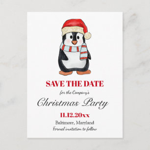 Cute Penguin Christmas Party Save The Date Aankondigingskaart