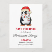 Cute Penguin | Christmas Party Save The Date  Aankondigingskaart (Voorkant)