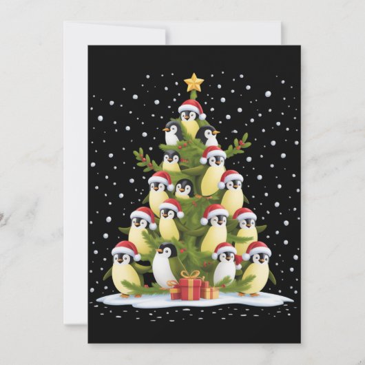 Cute Penguin Christmas Tree Funny Holiday Kaart (Voorkant)