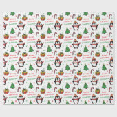 Cute Penguin Christmas Tree Holidays Cadeaupapier (Vlak)