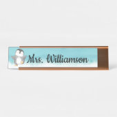 Cute Penguin Classroom Teacher Monogram Bureau Naambordje (Voorkant)