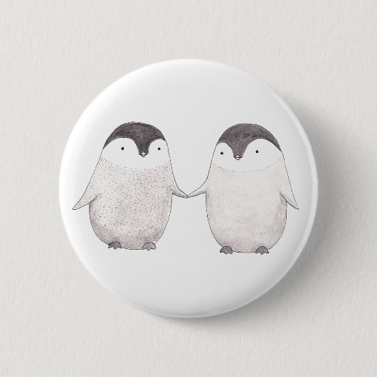 Cute Penguin Couple Button Penguin Love Couple Pin (Voorkant)