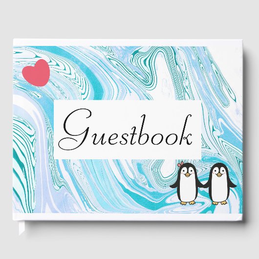 Cute Penguin Couple Guest Book Gastenboek (Voorkant)