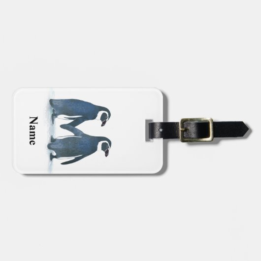 Cute Penguin Couple Holding Hands Bagagelabel (Voorkant horizontaal)