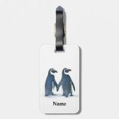 Cute Penguin Couple Holding Hands Bagagelabel (Achterkant verticaal)