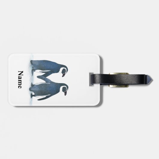 Cute Penguin Couple Holding Hands Bagagelabel (Achterkant horizontaal)