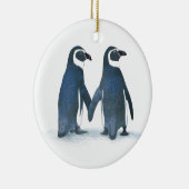 Cute Penguin Couple Holding Hands Keramisch Ornament (Rechts)