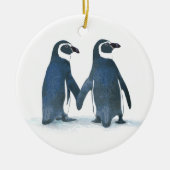 Cute Penguin Couple Holding Hands Keramisch Ornament (Voorkant)