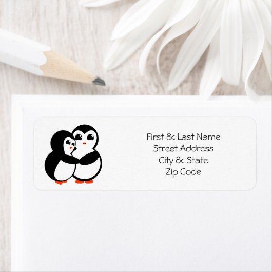 Cute Penguin Couple Hugging Etiket (Insitu)
