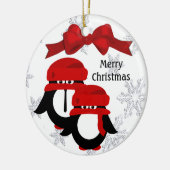 Cute Penguin Couple-kerstversiering Keramisch Ornament (Links)