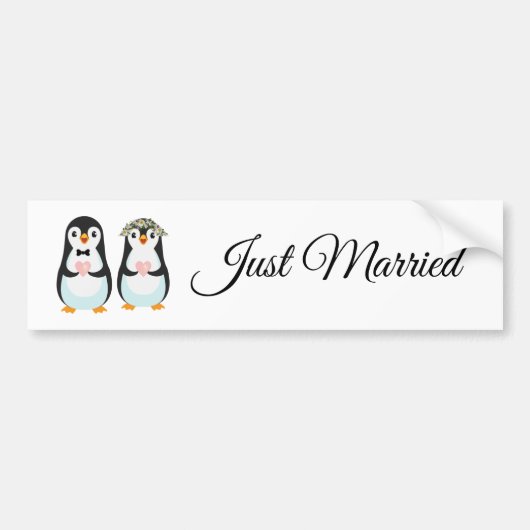 Cute Penguin Couple net gehuwde Bumpersticker (Voorkant)