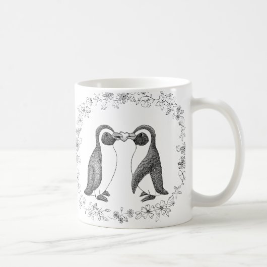Cute Penguin Couple Perfect Pebble Penguin Wedding Koffiemok (Rechts)