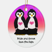 Cute Penguin Couple Save the Date Keramisch Ornament (Links)