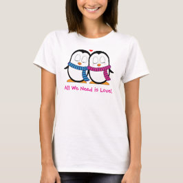 Cute Penguin Couple T-shirt met gepersonaliseerde 
