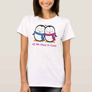 Cute Penguin Couple T-shirt met gepersonaliseerde 