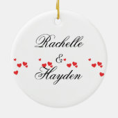 Cute Penguin Couple Wedding 1st Kerstversiering Keramisch Ornament (Achterkant)