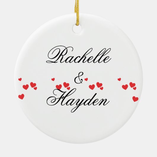 Cute Penguin Couple Wedding 1st Kerstversiering Keramisch Ornament (Achterkant)